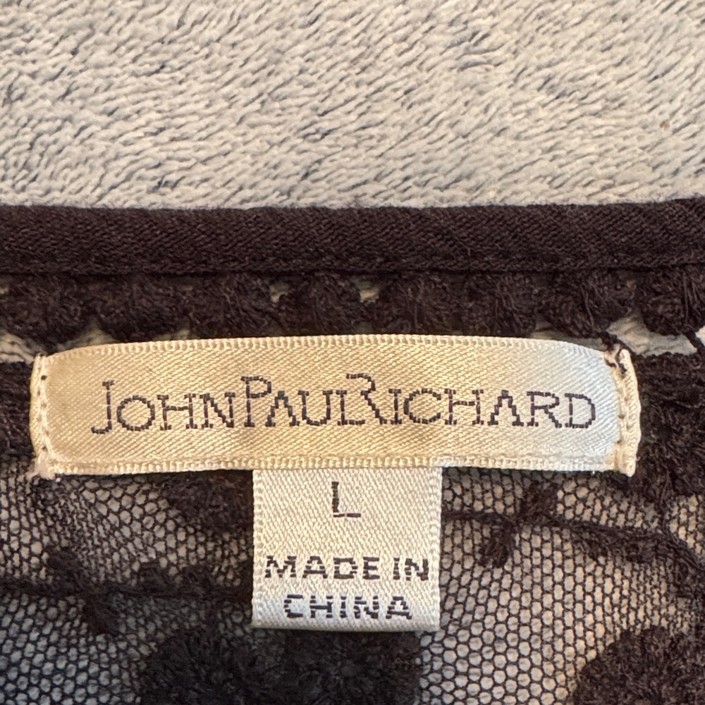 JohnPaulRichard Elegant Black Lace Detail Blouse